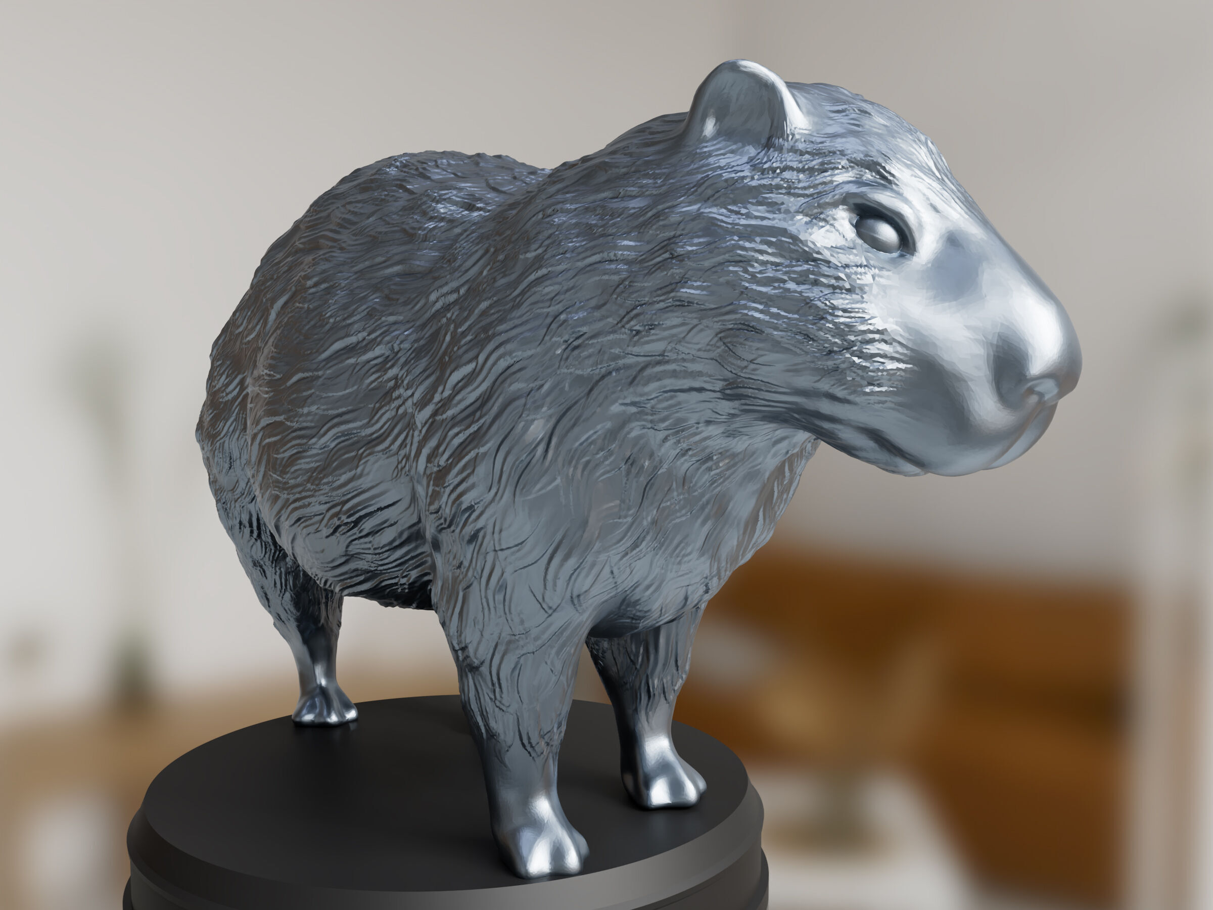 Silver Fluffy Capybara 3D print model_6