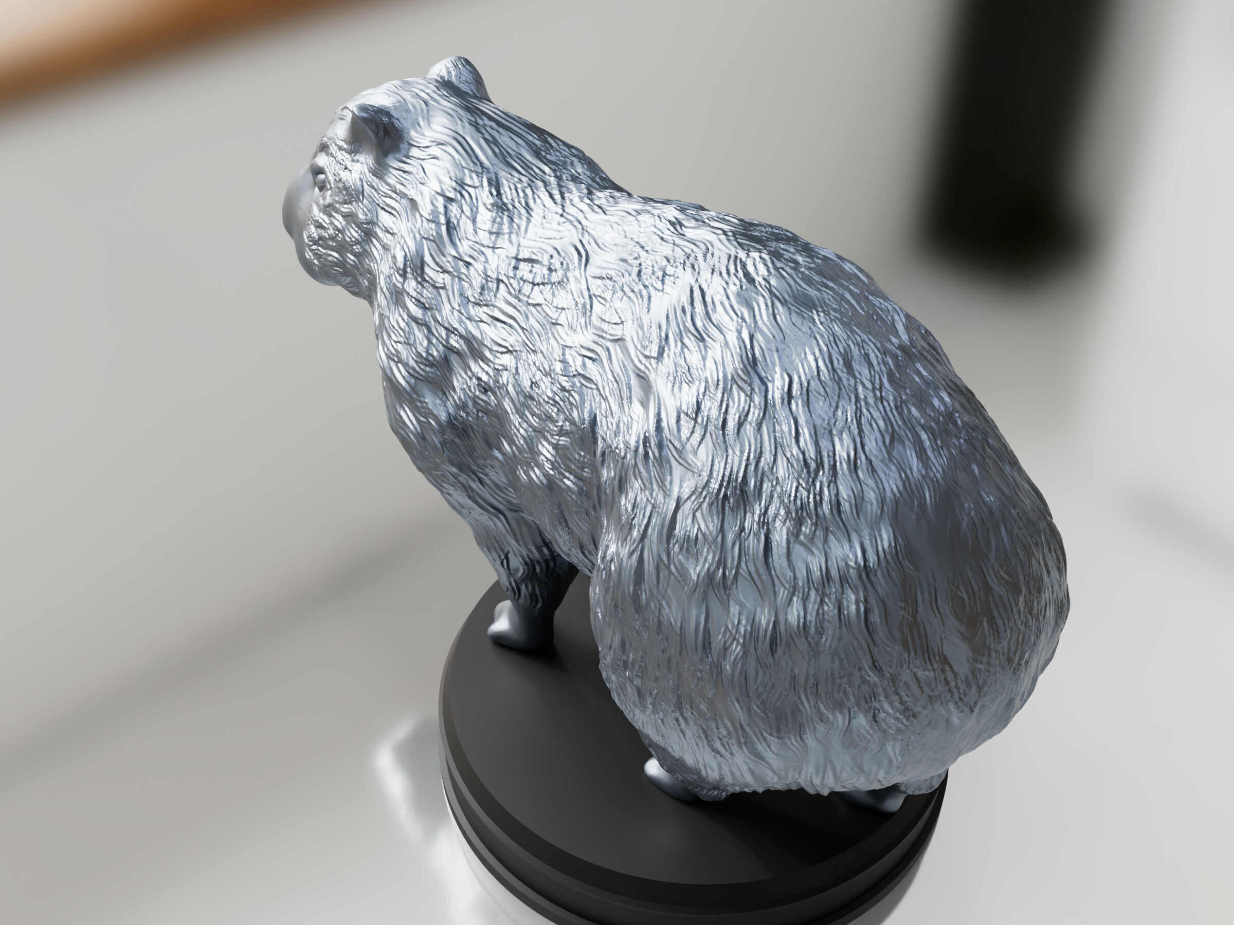Silver Fluffy Capybara 3D print model_4