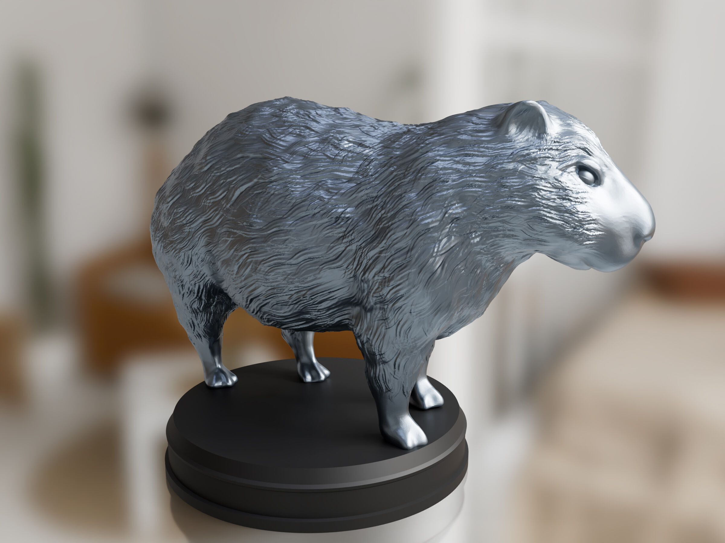 Silver Fluffy Capybara 3D print model_5