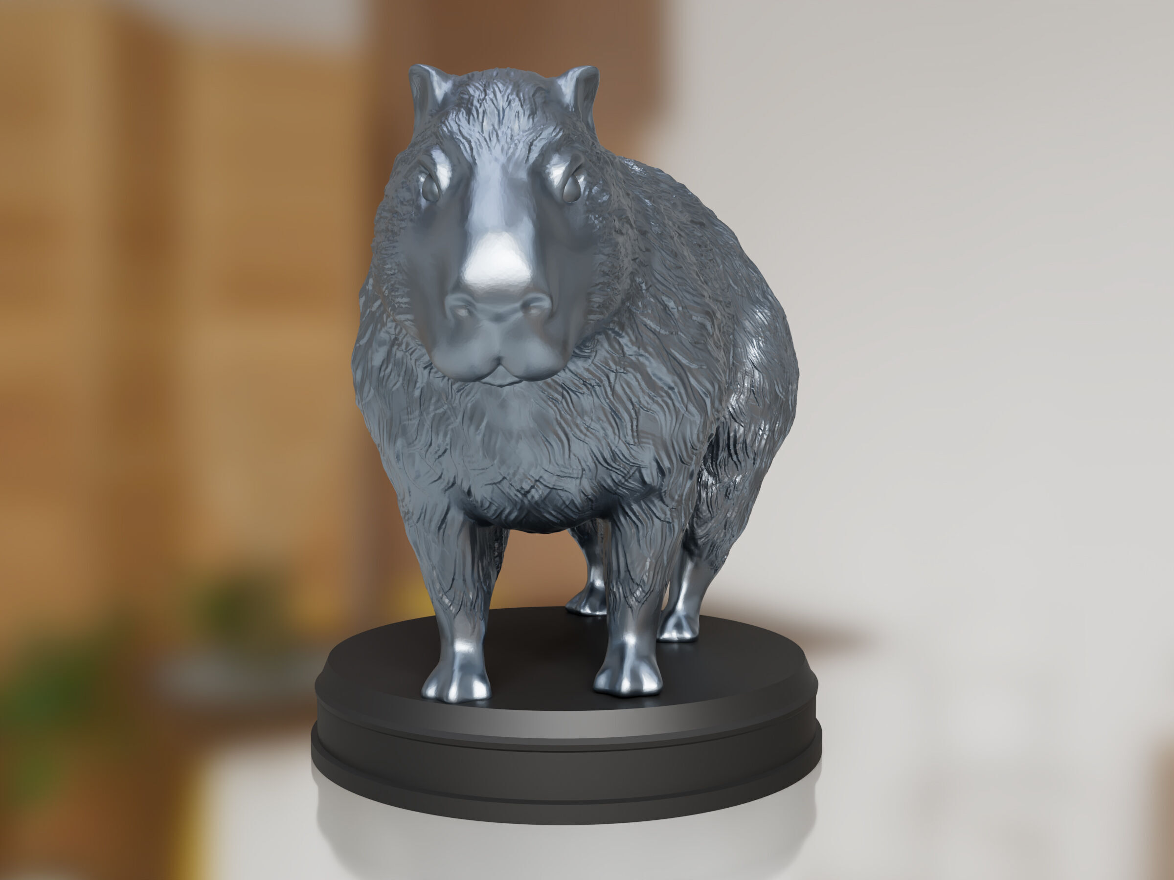 Silver Fluffy Capybara 3D print model_2