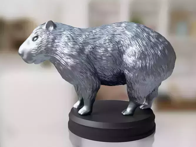 Silver Fluffy Capybara 3D print model