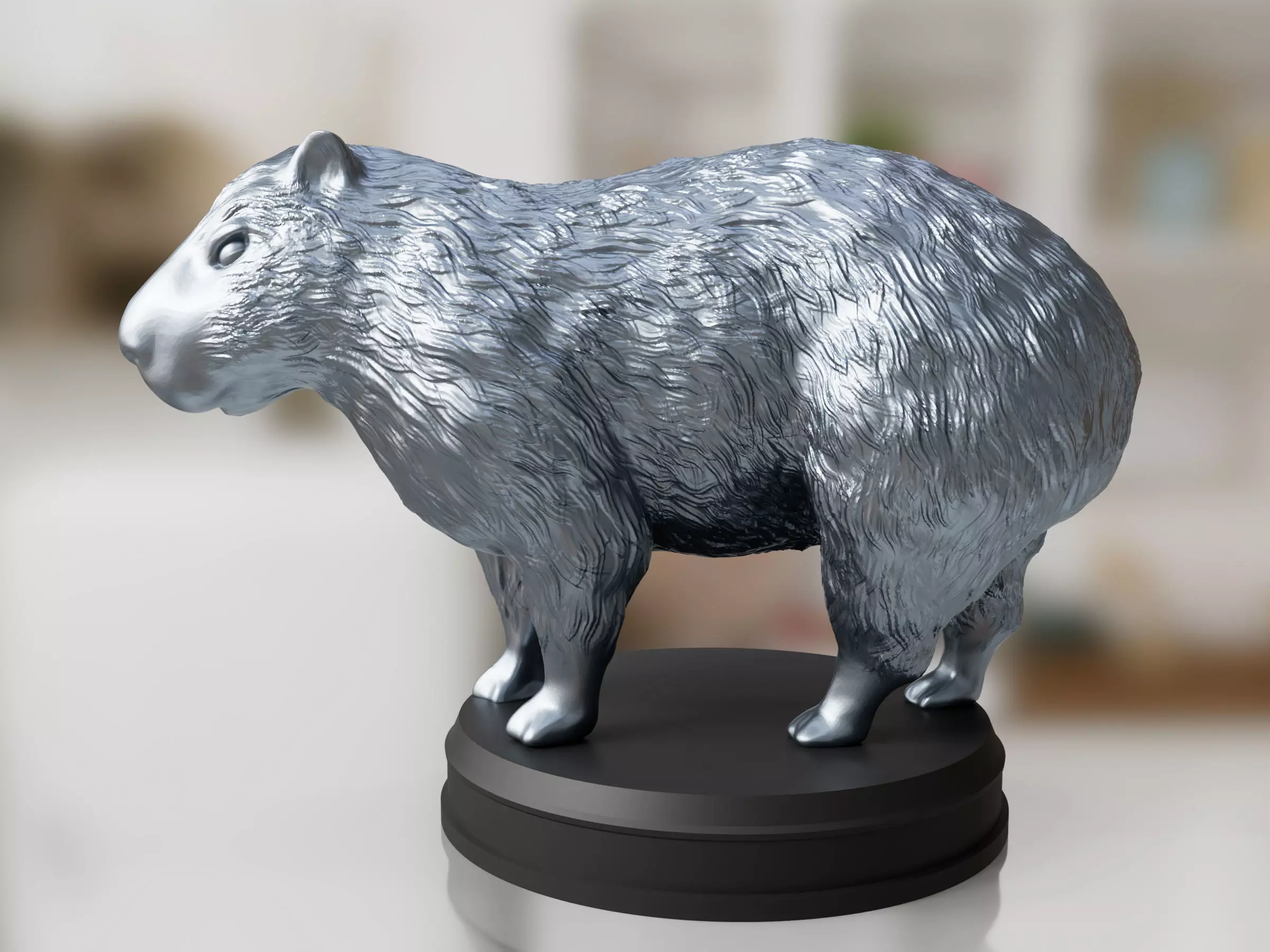 Silver Fluffy Capybara 3D print model_0