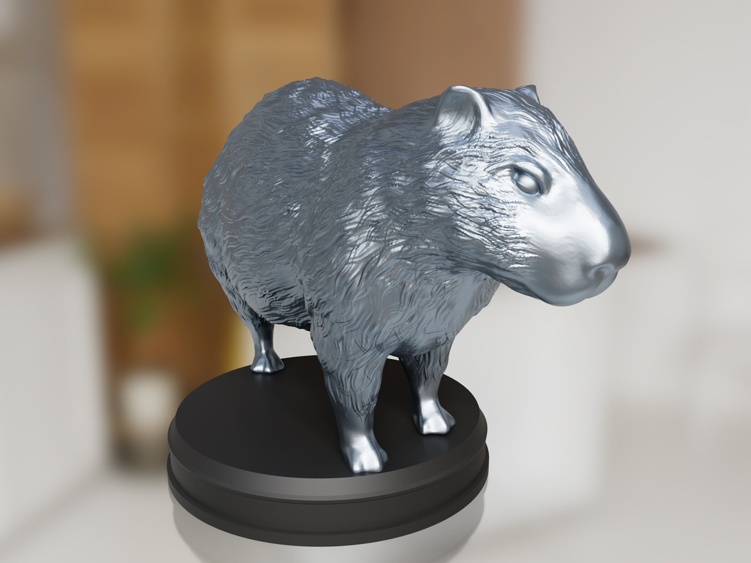 Silver Fluffy Capybara 3D print model_1