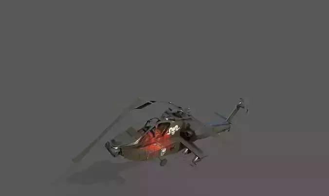 destroyed helicopter