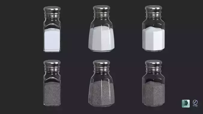 Salt and Peppers shakers Low-poly 3D model
