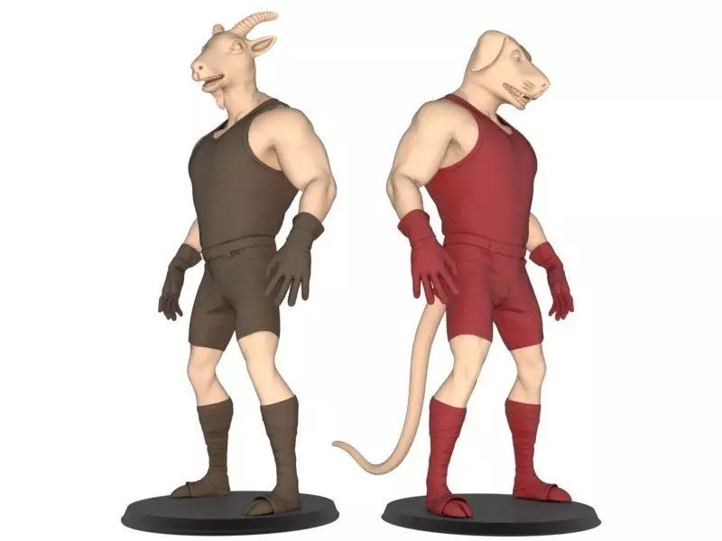 Beast man of Dog and Goat 3D print model