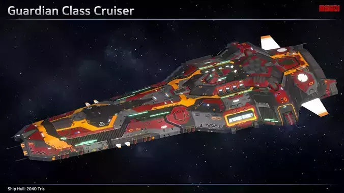 Spaceship Cruiser Guardian Low-poly 3D model