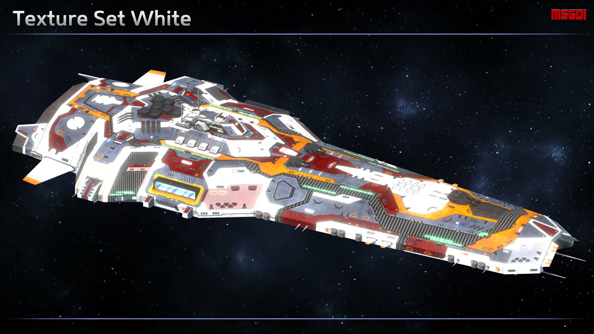 Spaceship Cruiser Guardian Low-poly 3D model_11