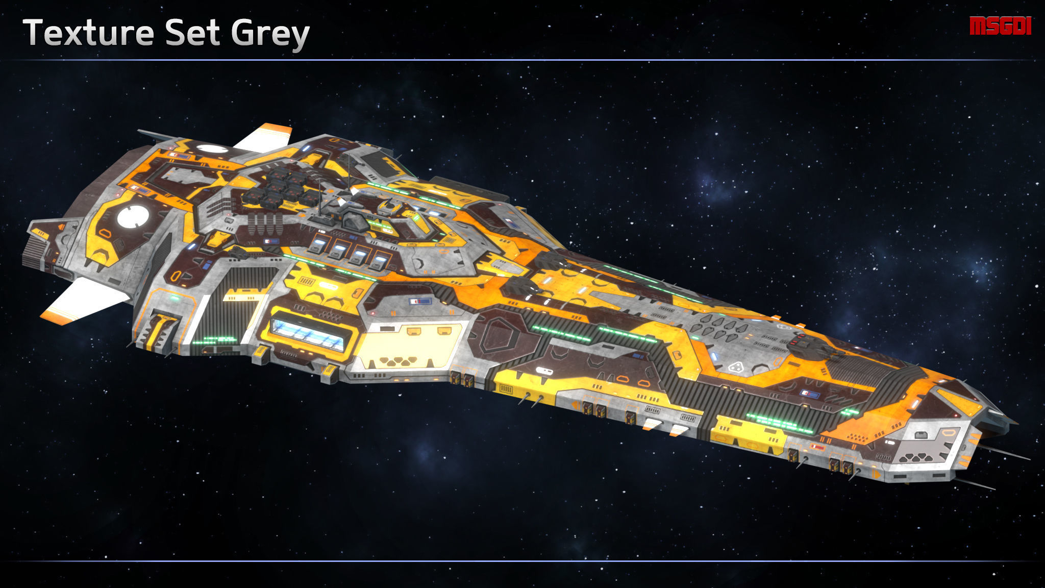 Spaceship Cruiser Guardian Low-poly 3D model_9