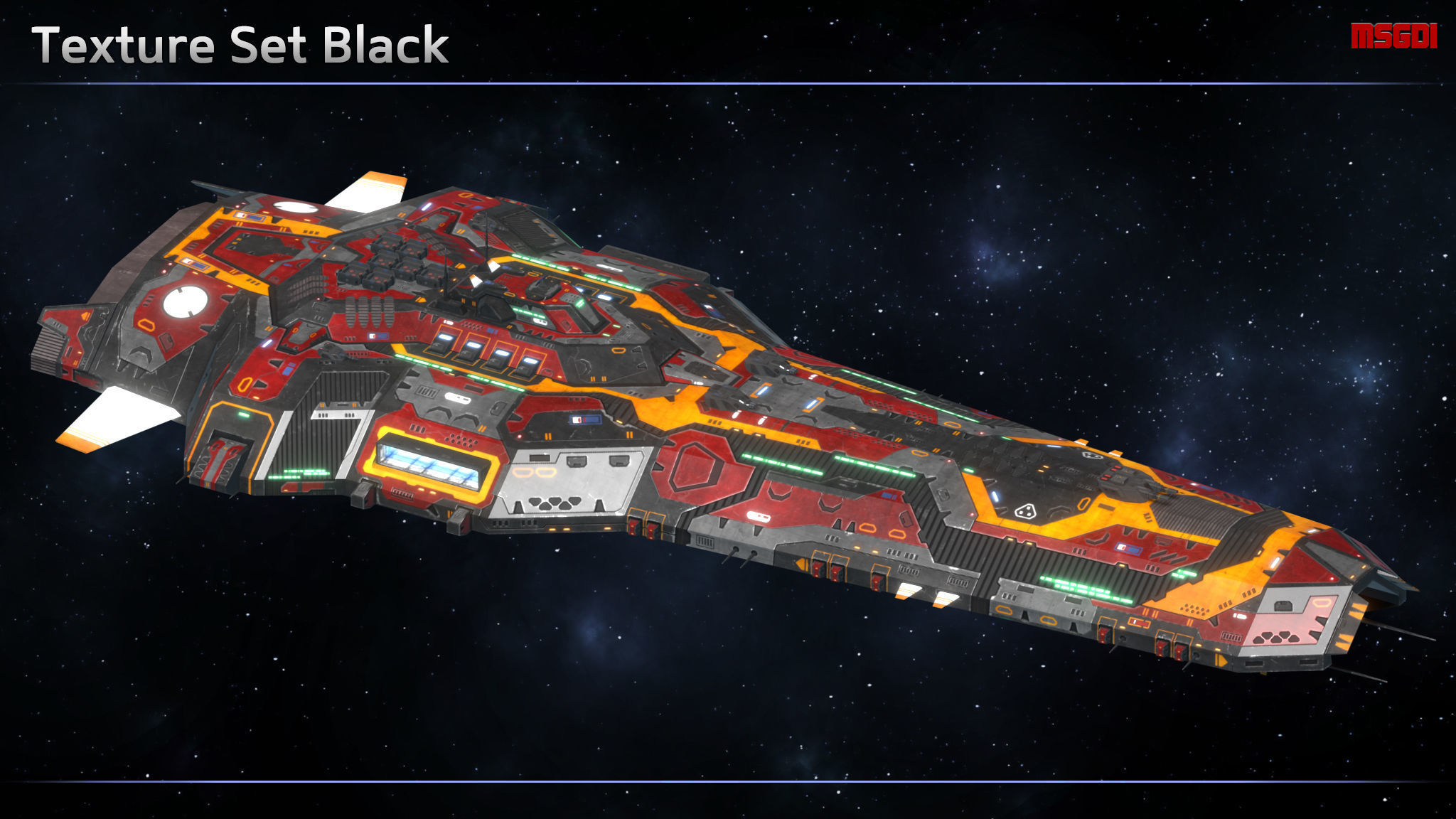 Spaceship Cruiser Guardian Low-poly 3D model_7