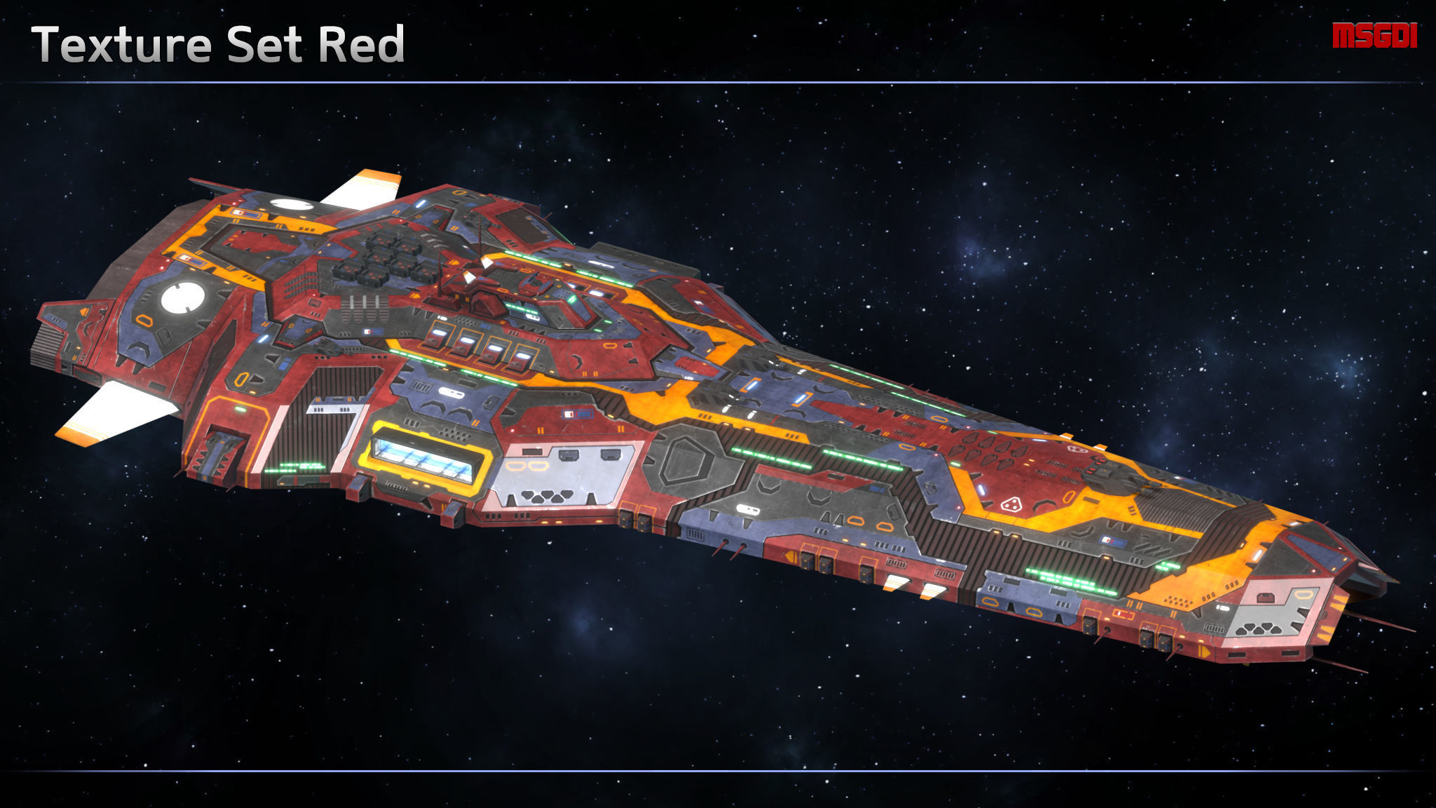 Spaceship Cruiser Guardian Low-poly 3D model_10