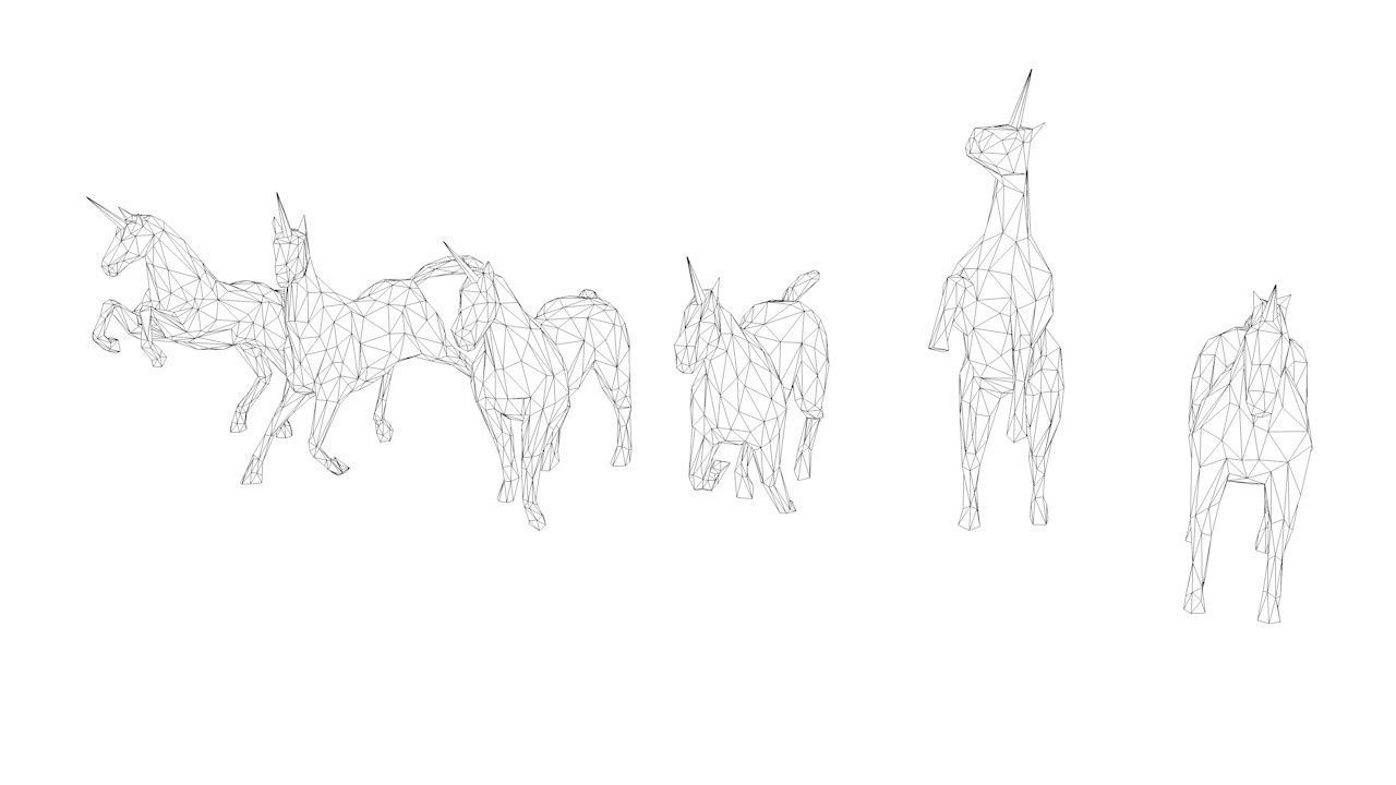 6 Lowpoly Unicorns three Low-poly 3D model_10