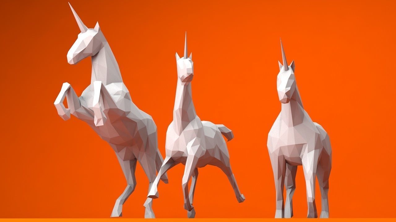 6 Lowpoly Unicorns three Low-poly 3D model_3