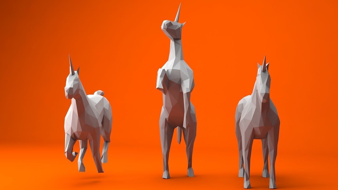 6 Lowpoly Unicorns three Low-poly 3D model_6