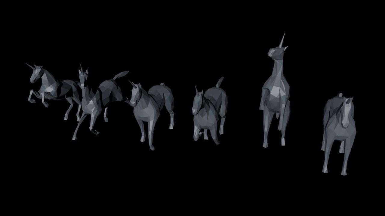6 Lowpoly Unicorns three Low-poly 3D model_9