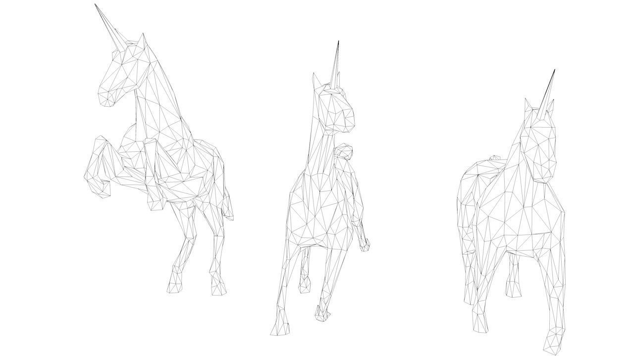 6 Lowpoly Unicorns three Low-poly 3D model_12