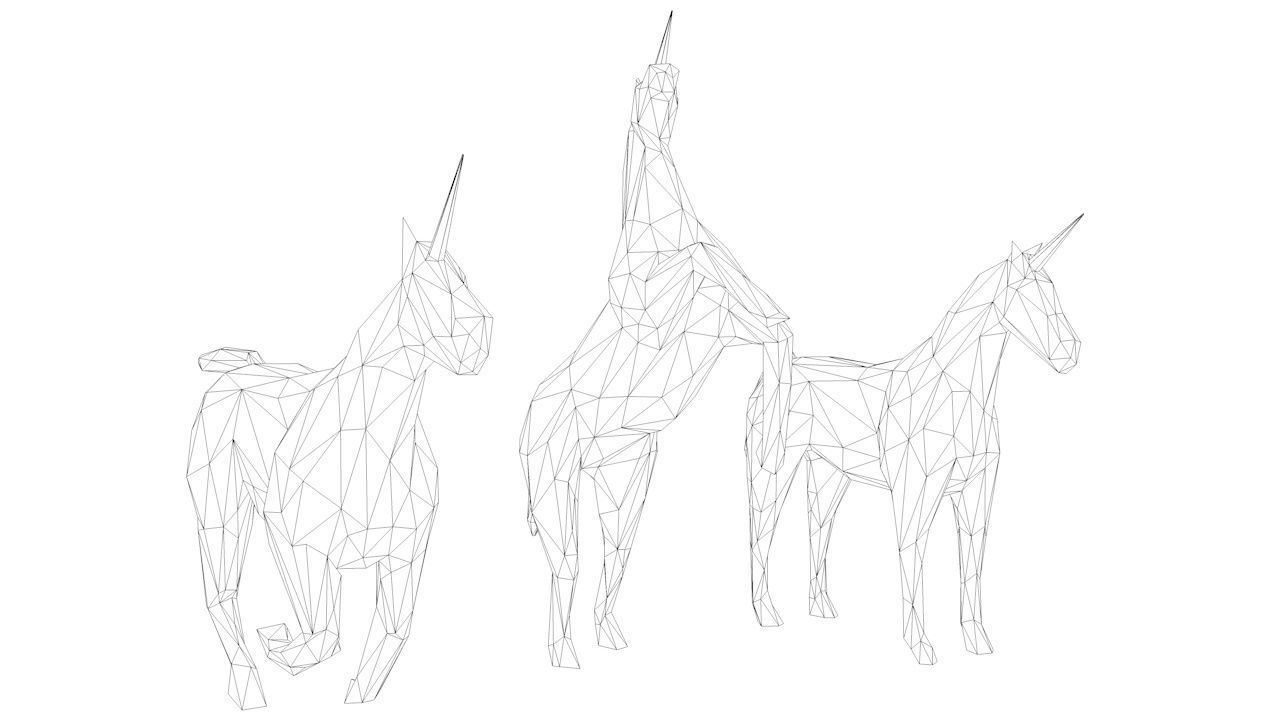 6 Lowpoly Unicorns three Low-poly 3D model_13
