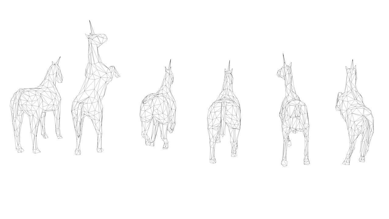 6 Lowpoly Unicorns three Low-poly 3D model_11