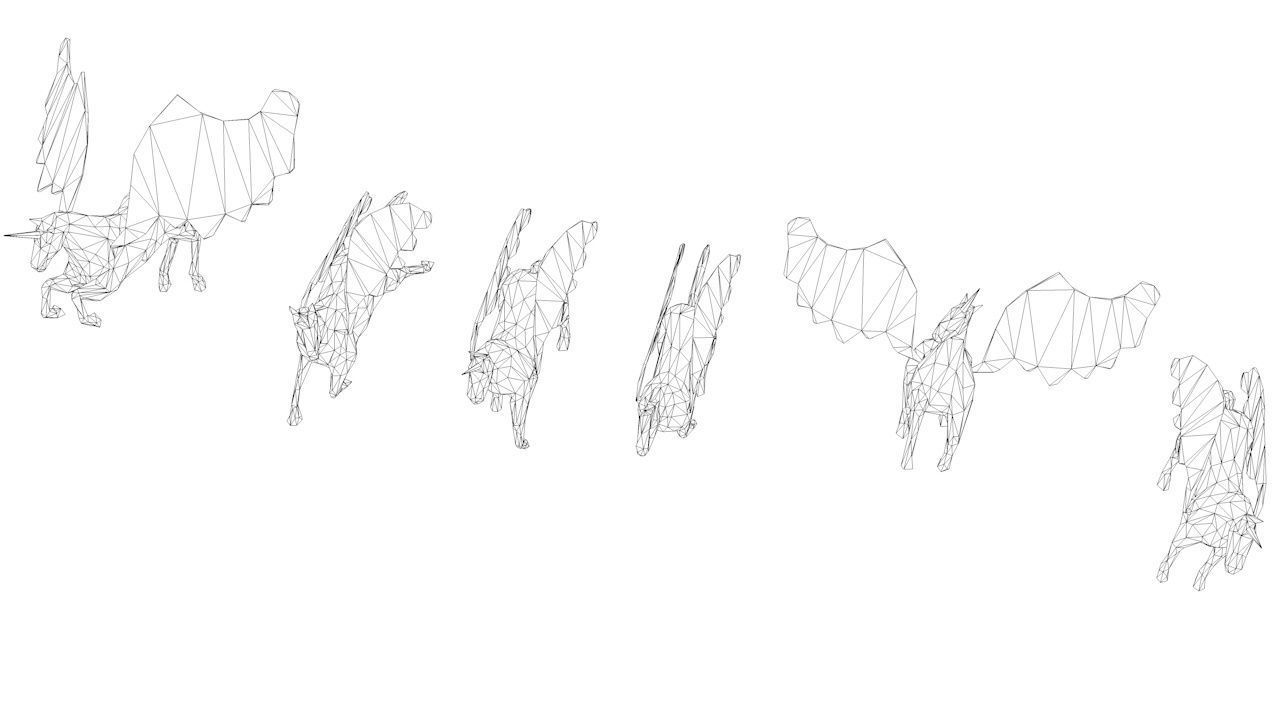 6 Lowpoly Unicorn Pegasus Low-poly 3D model_14