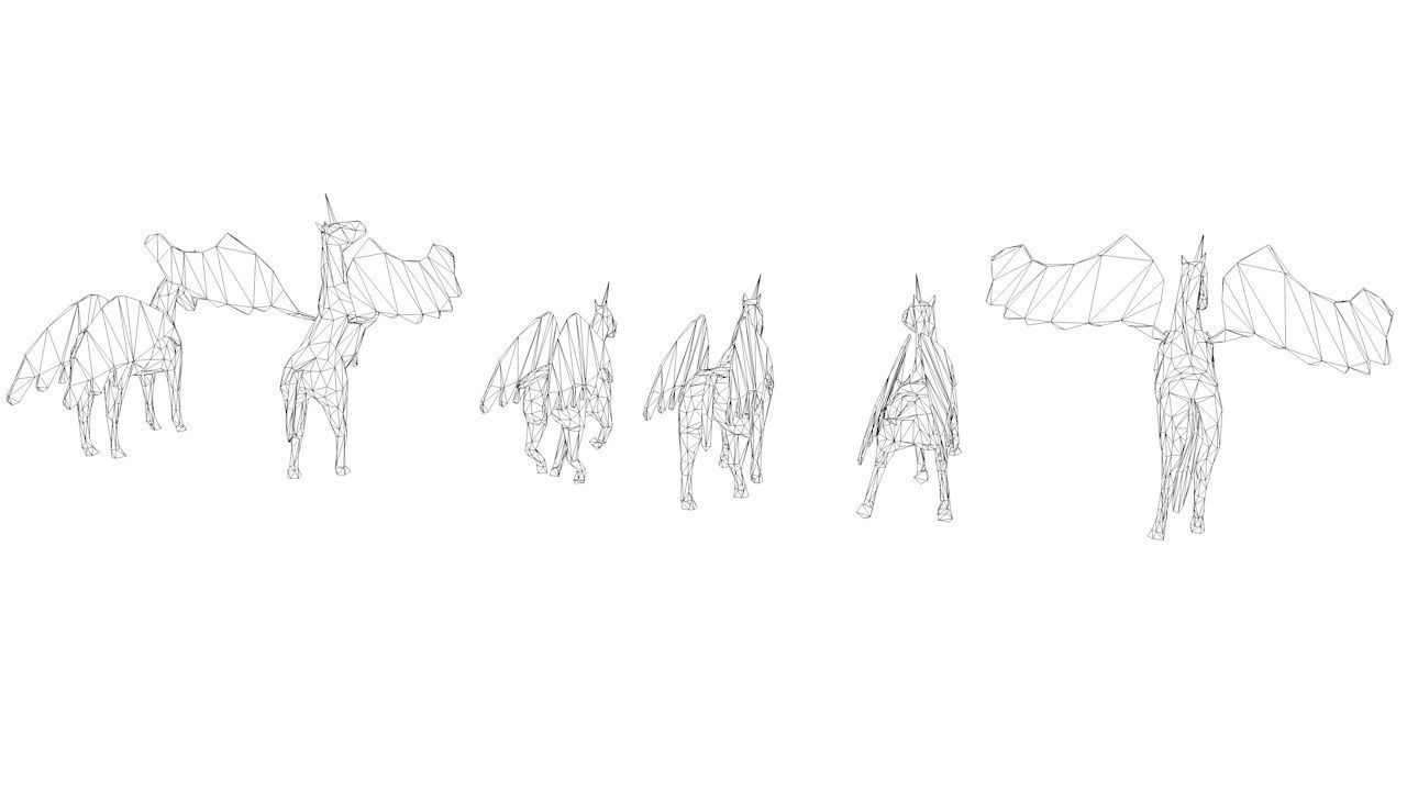 6 Lowpoly Unicorn Pegasus Low-poly 3D model_11