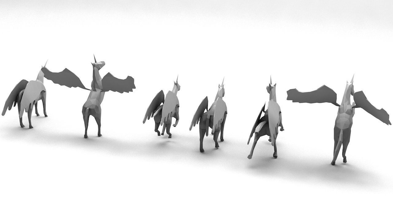 6 Lowpoly Unicorn Pegasus Low-poly 3D model_8