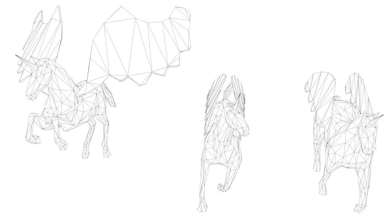 6 Lowpoly Unicorn Pegasus Low-poly 3D model_12