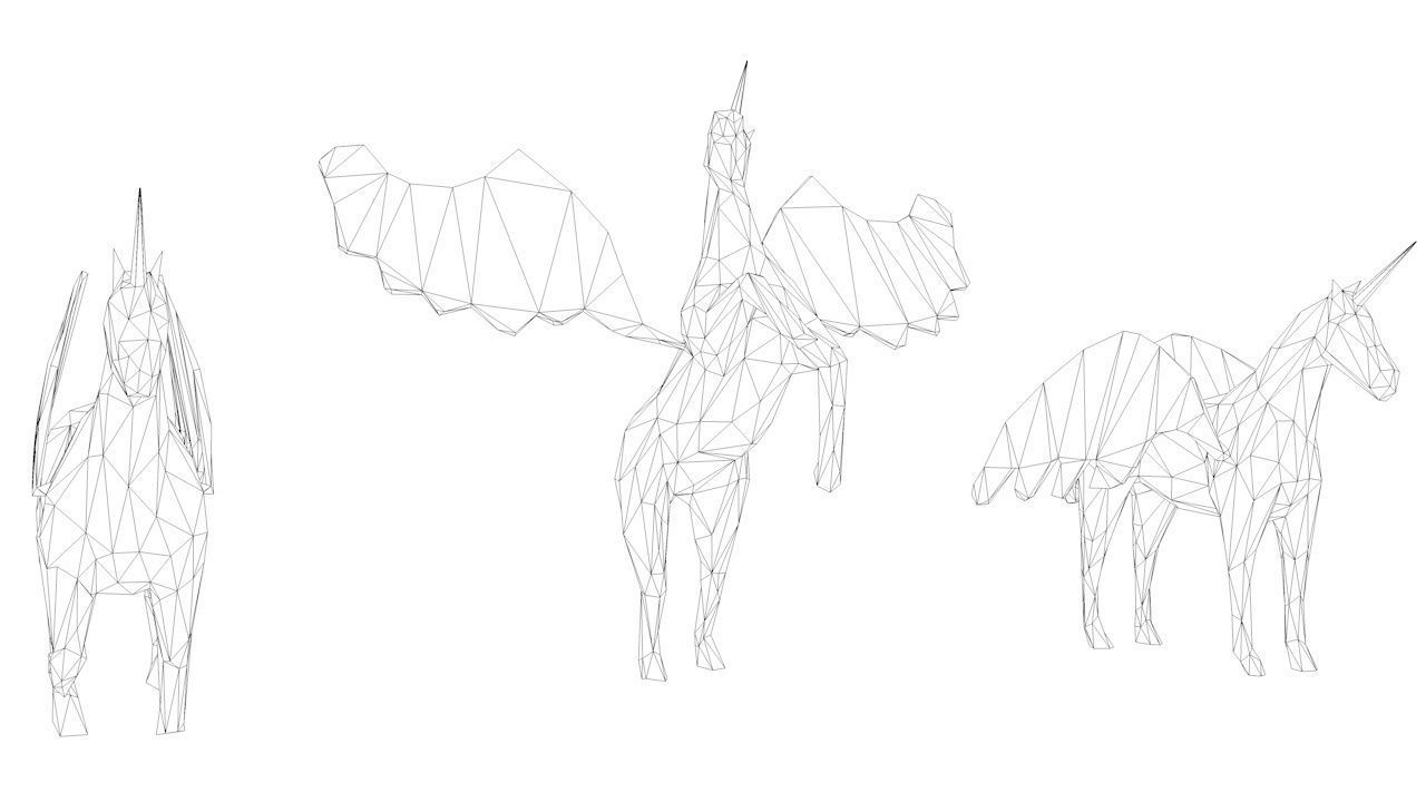 6 Lowpoly Unicorn Pegasus Low-poly 3D model_13