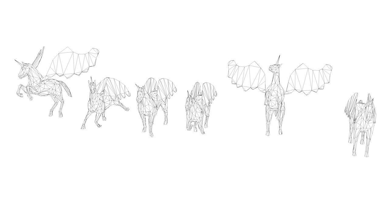 6 Lowpoly Unicorn Pegasus Low-poly 3D model_10