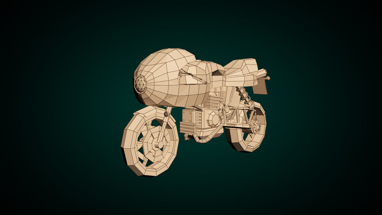 Low Poly Motorcycle 02 Low-poly 3D model_8