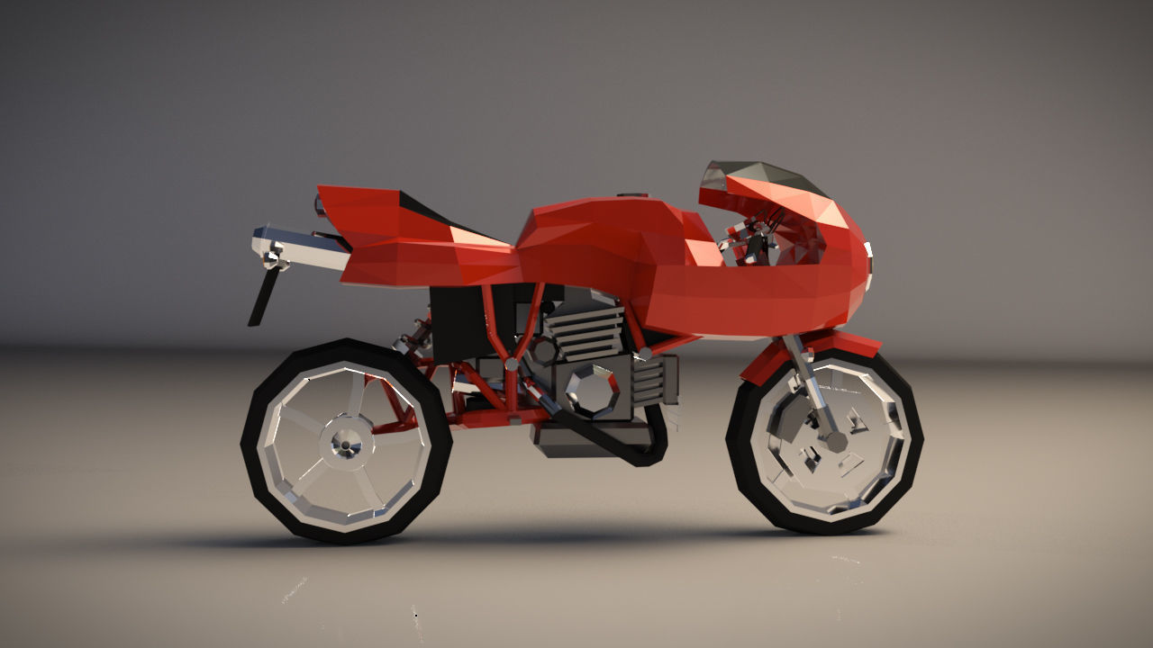 Low Poly Motorcycle 02 Low-poly 3D model_7