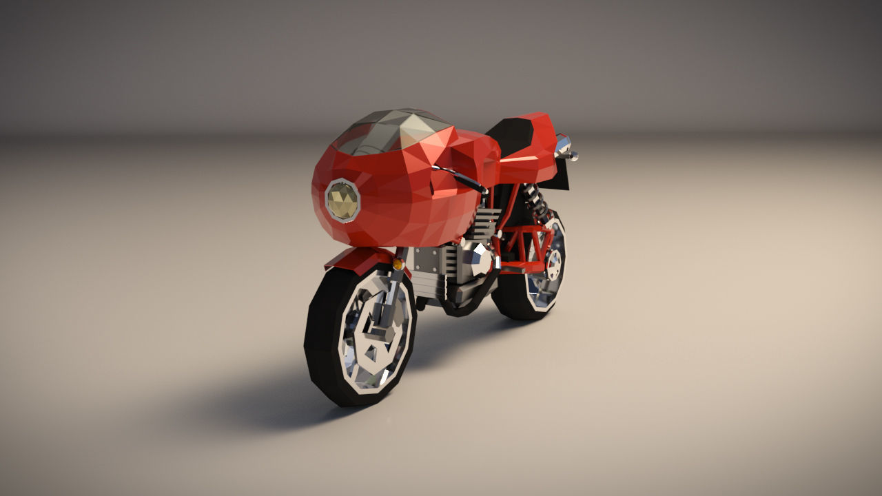 Low Poly Motorcycle 02 Low-poly 3D model_2