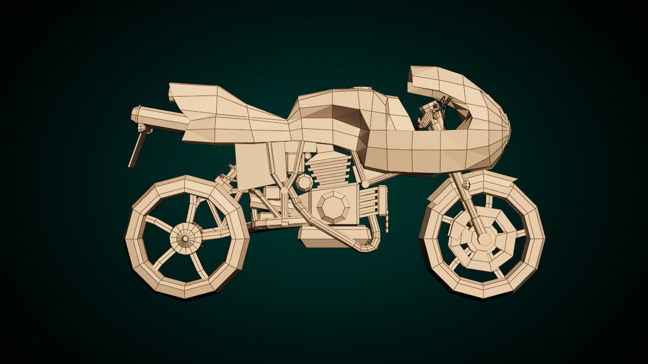 Low Poly Motorcycle 02 Low-poly 3D model_10