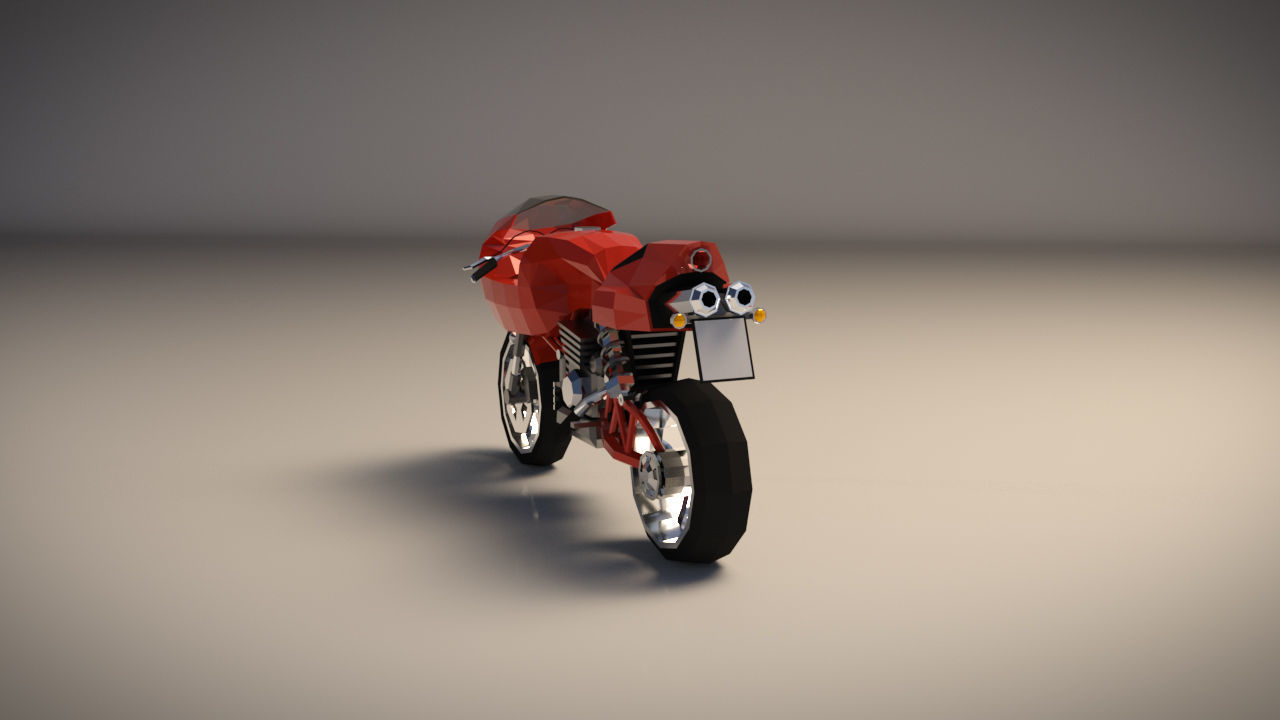 Low Poly Motorcycle 02 Low-poly 3D model_3