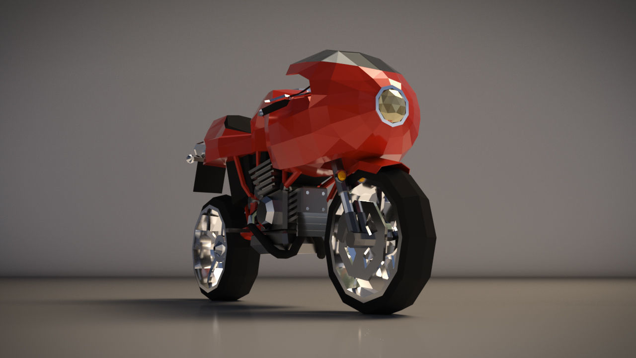 Low Poly Motorcycle 02 Low-poly 3D model_6