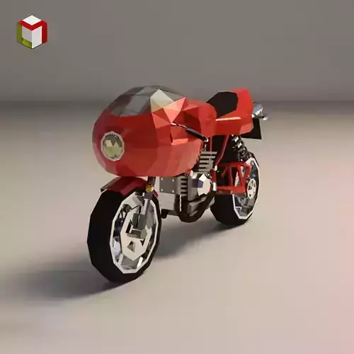 Low Poly Motorcycle 02 Low-poly 3D model