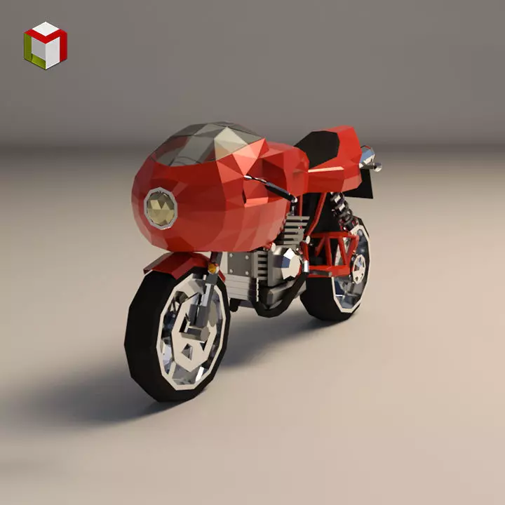 Low Poly Motorcycle 02 Low-poly 3D model_0