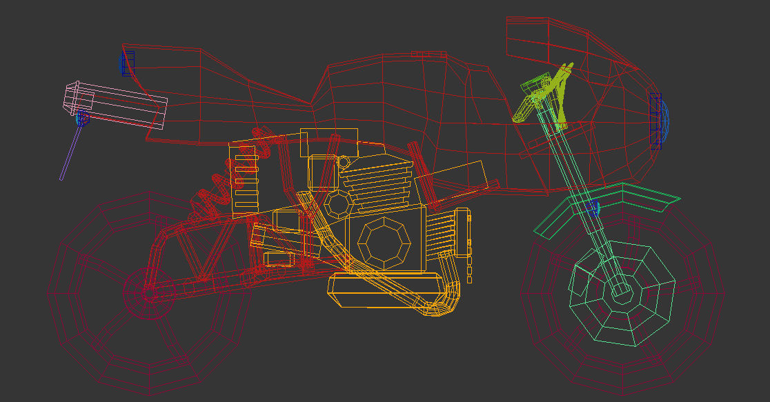 Low Poly Motorcycle 02 Low-poly 3D model_15