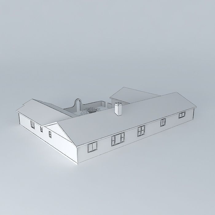 Single Story House Free 3D model_4