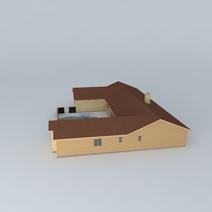 Single Story House Free 3D model_2
