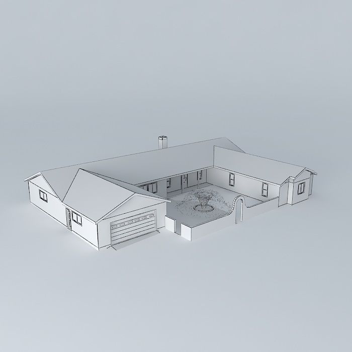 Single Story House Free 3D model_3
