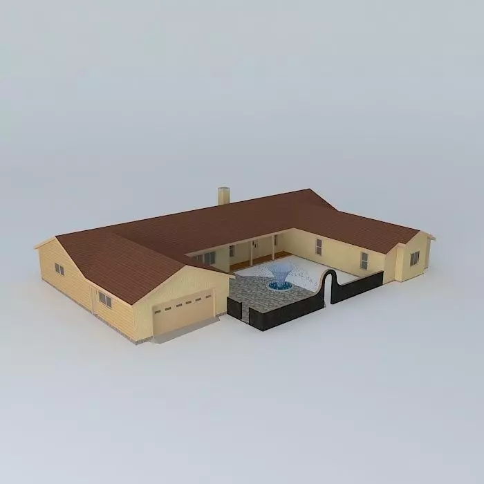 Single Story House Free 3D model_0