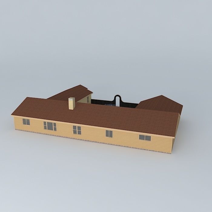 Single Story House Free 3D model_1