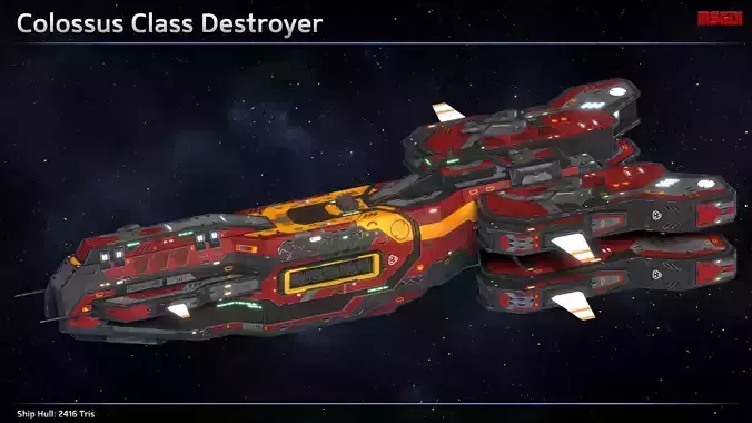 Spaceship Destroyer Colossus Low-poly 3D model