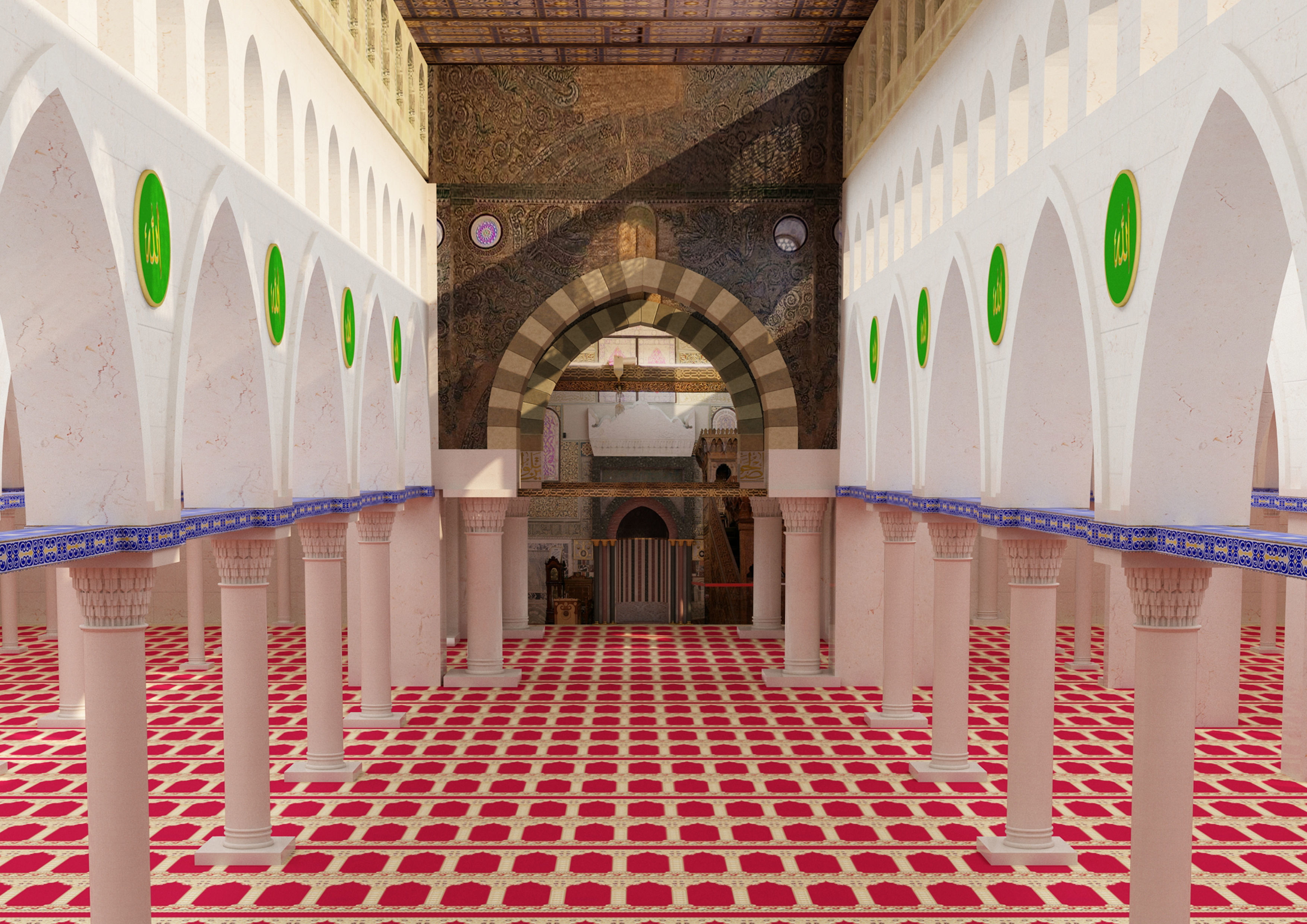 Al-Aqsa Mosque interior- exterior 3ds max vray model 3D model_10