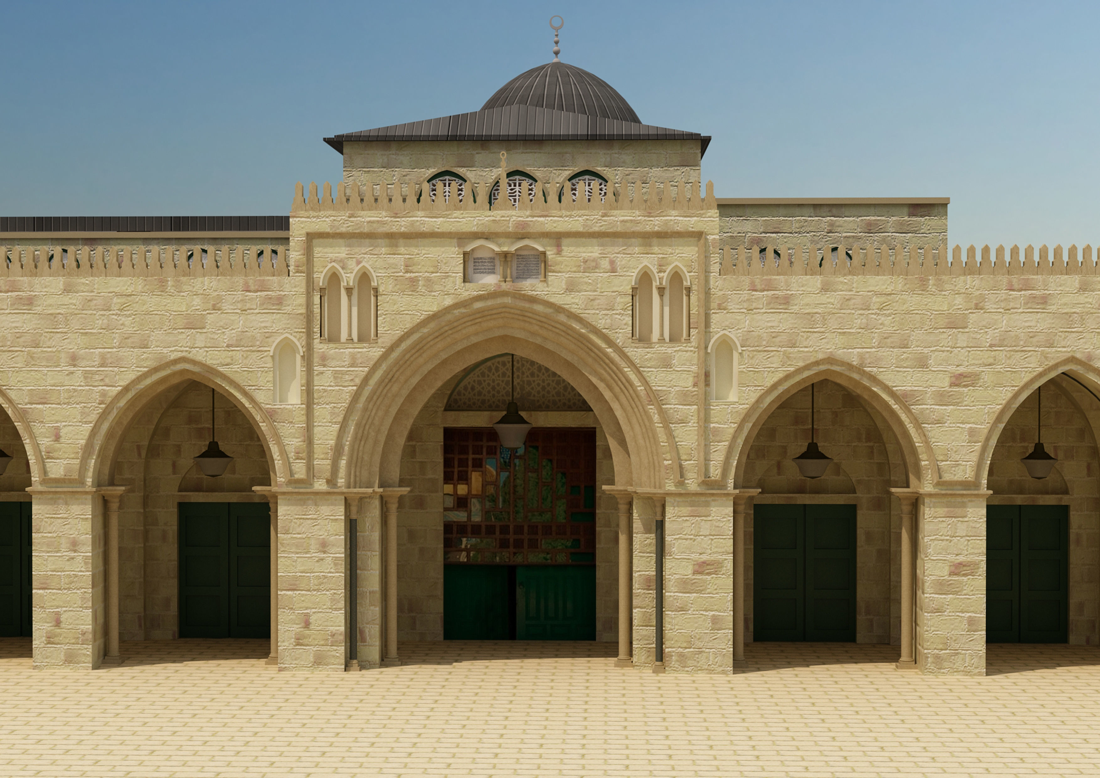 Al-Aqsa Mosque interior- exterior 3ds max vray model 3D model_16