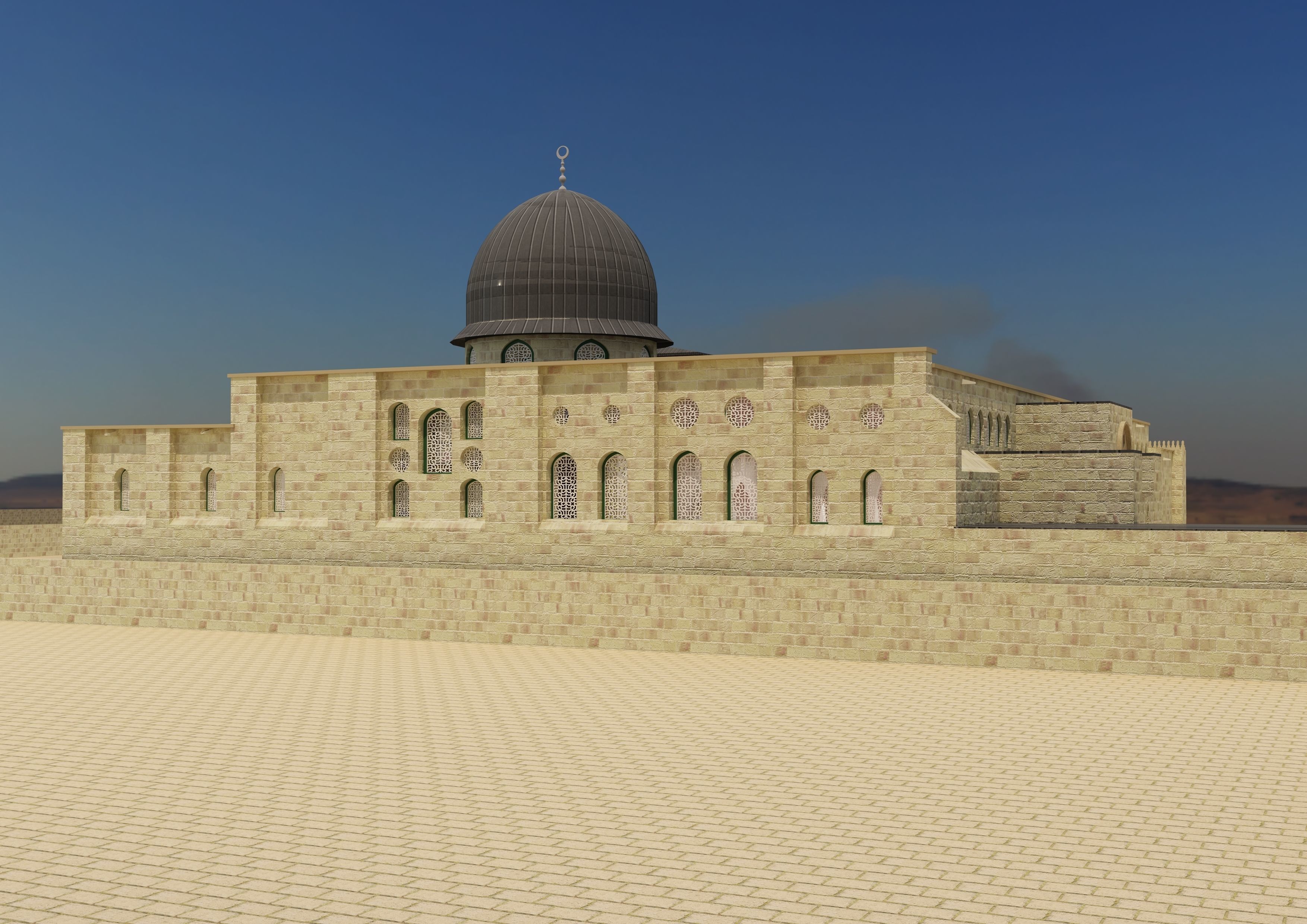 Al-Aqsa Mosque interior- exterior 3ds max vray model 3D model_3
