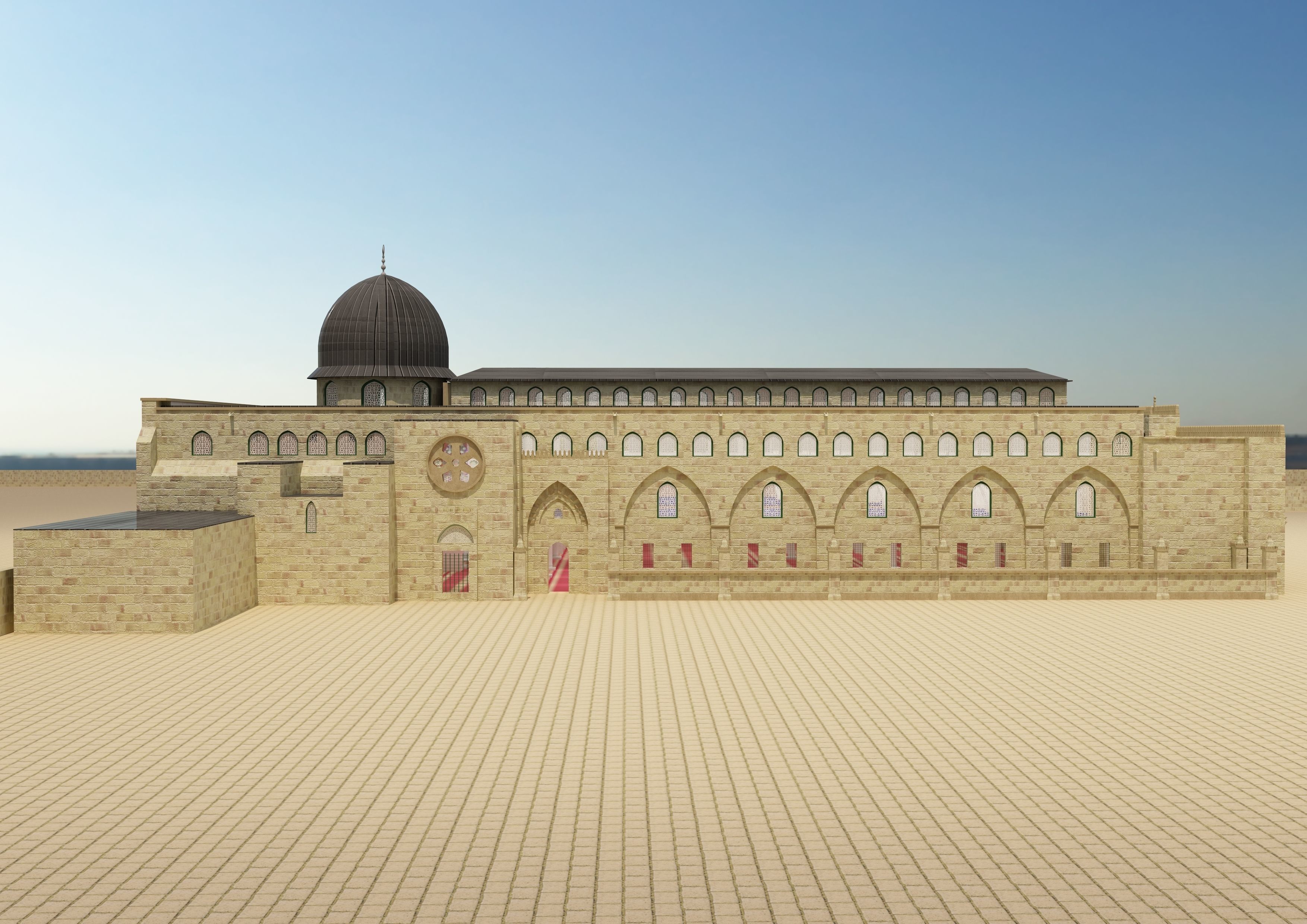 Al-Aqsa Mosque interior- exterior 3ds max vray model 3D model_1