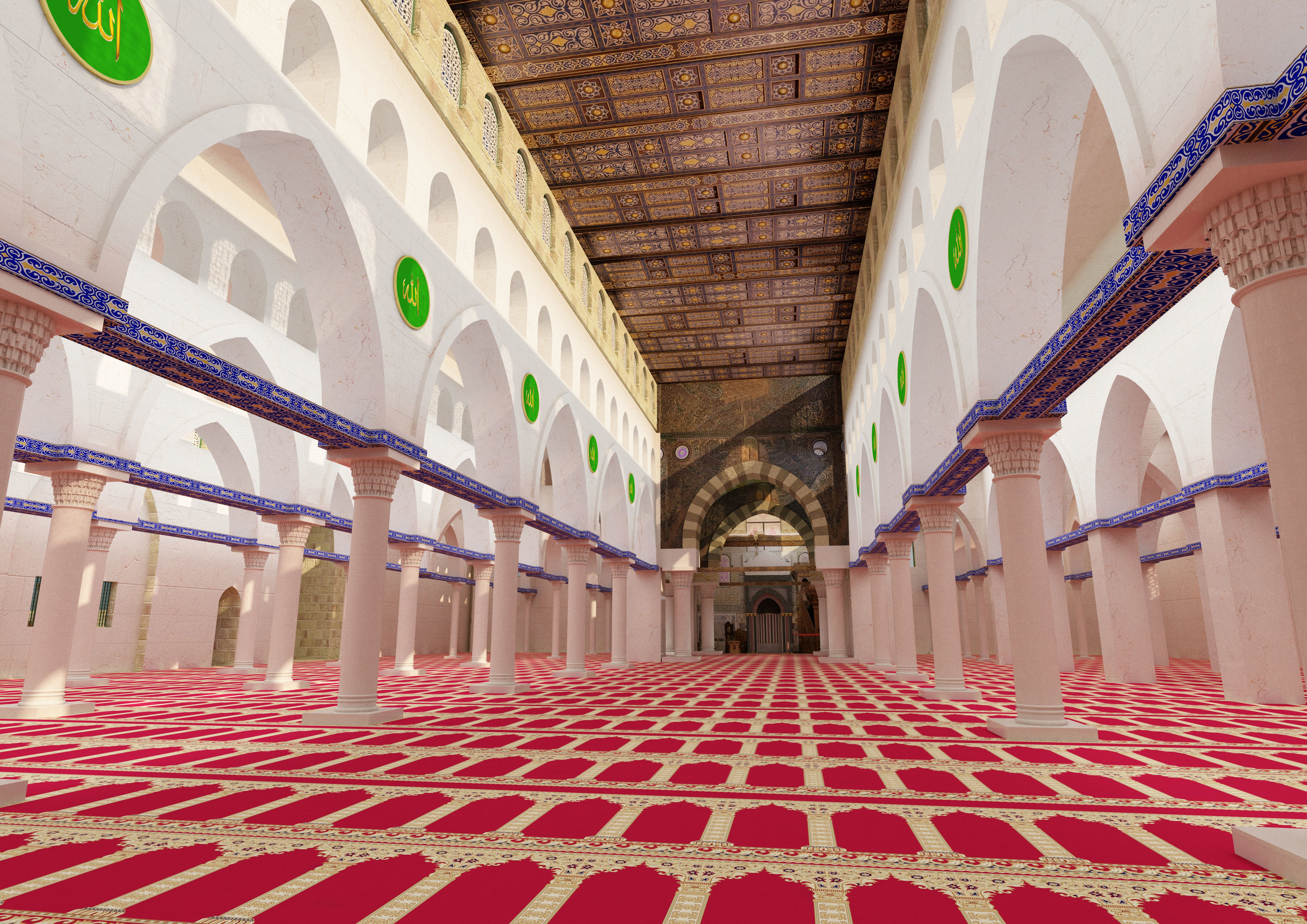 Al-Aqsa Mosque interior- exterior 3ds max vray model 3D model_5