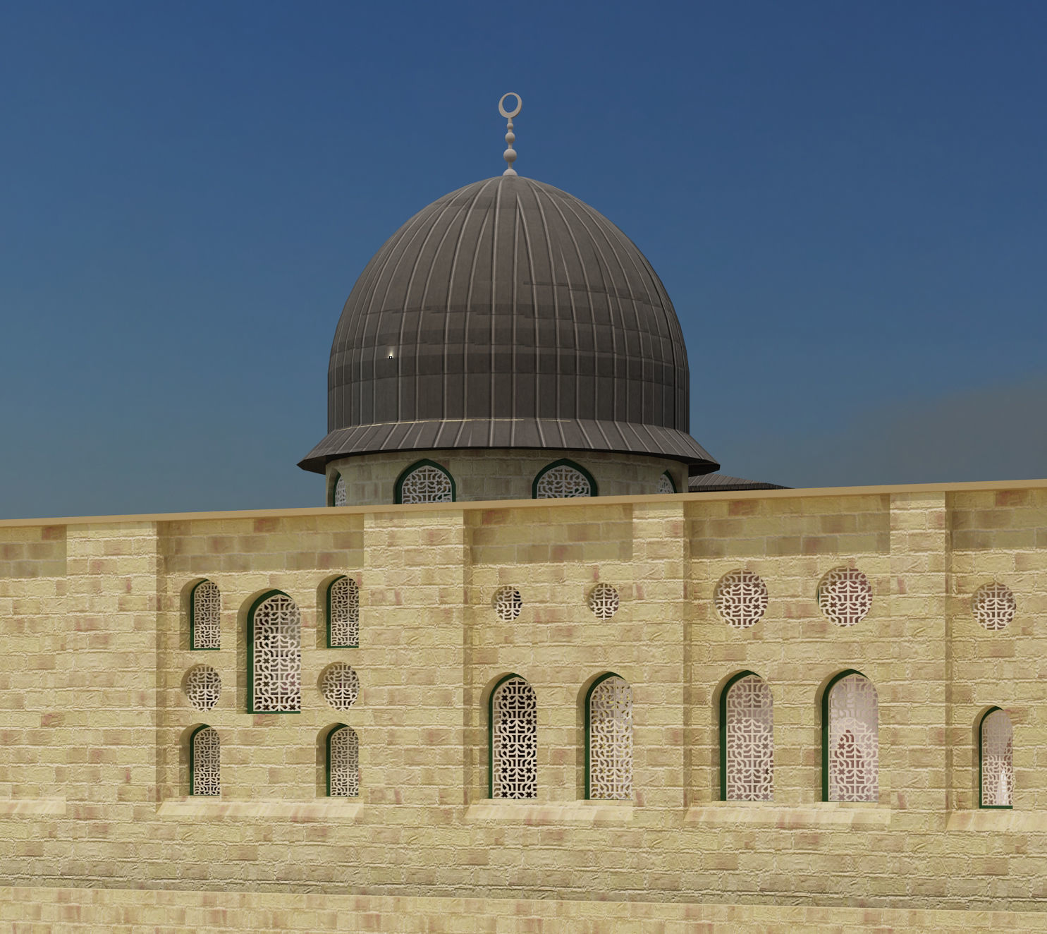 Al-Aqsa Mosque interior- exterior 3ds max vray model 3D model_17