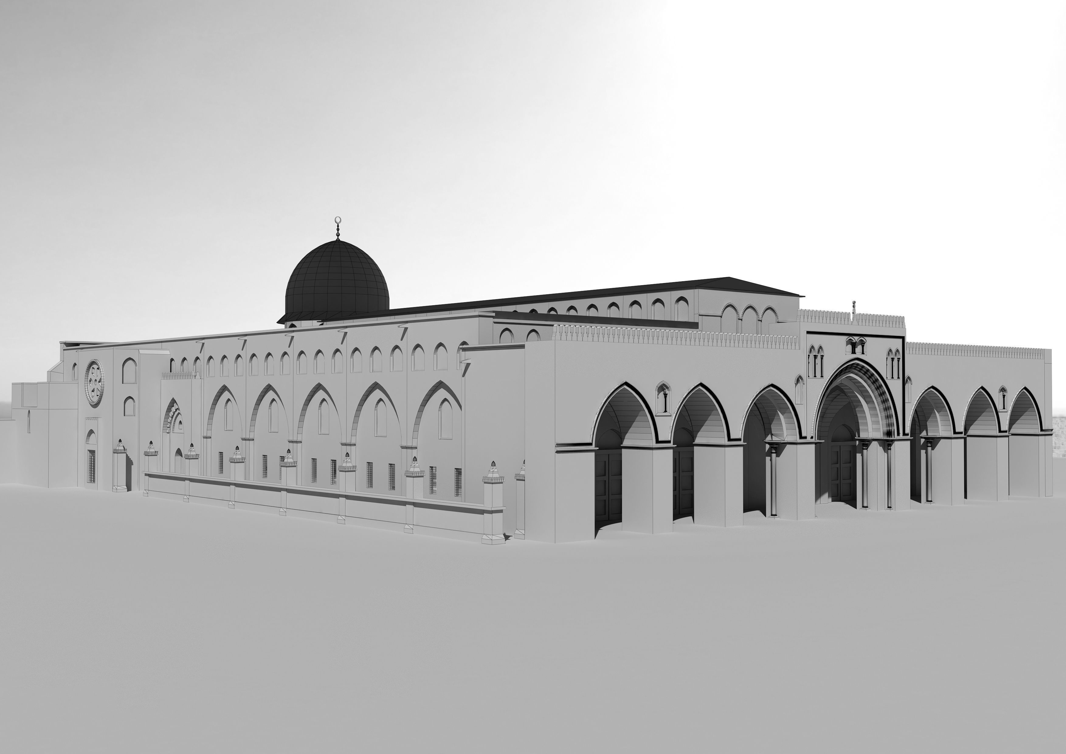Al-Aqsa Mosque interior- exterior 3ds max vray model 3D model_9